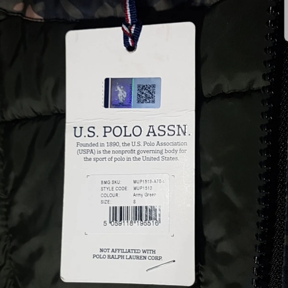 U.S. POLO ASSN | Army Green Camouflage Zip-up & Buttoned Size Small Hooded Coat - Picture 14 of 16